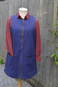 blue cotton till waistcoat on tailors' dummy
