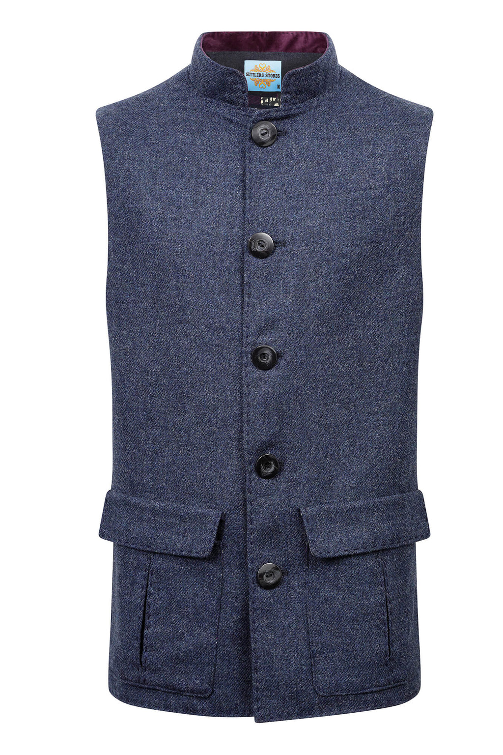 トップス heve Tweed Gilet navy Tweed Nehru Gilet - Navy/Burnt Orange