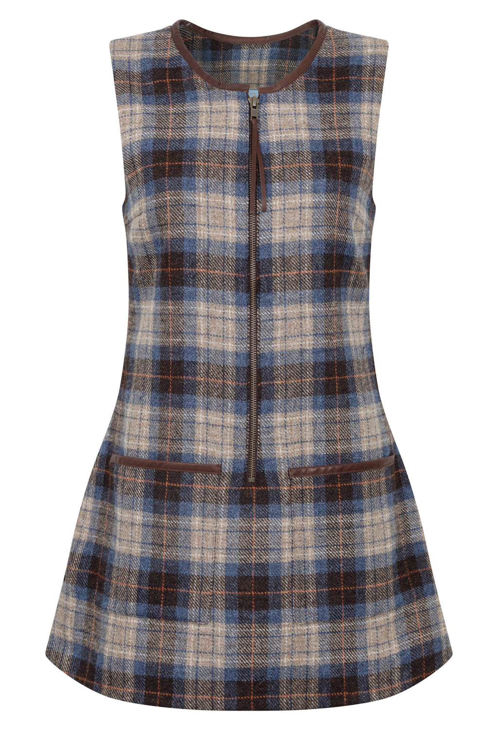 Blue Checked Tweed Tunic Dress