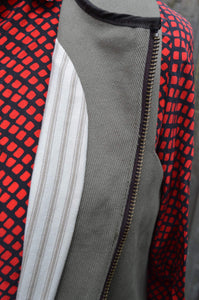 khaki cotton twill working gilet lining detail