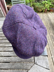 purple herringbone tweed baker boy cp on stand