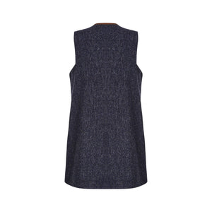 blue tweed gilet for women made in the uk