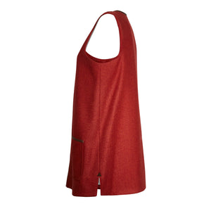 women's burnt red tweed working waistcoat deep pockets 
