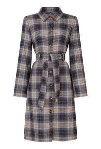 lightweight-blue-check-tweed-coat-dress made in Britain 