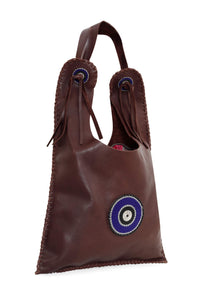brown-leather-shoulder-bag- with Maasai-beading