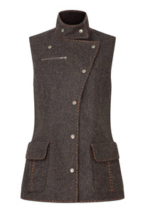 chocolate-brown-herringbone-tweed-fitted-womens-waistcoat-made-in-britain
