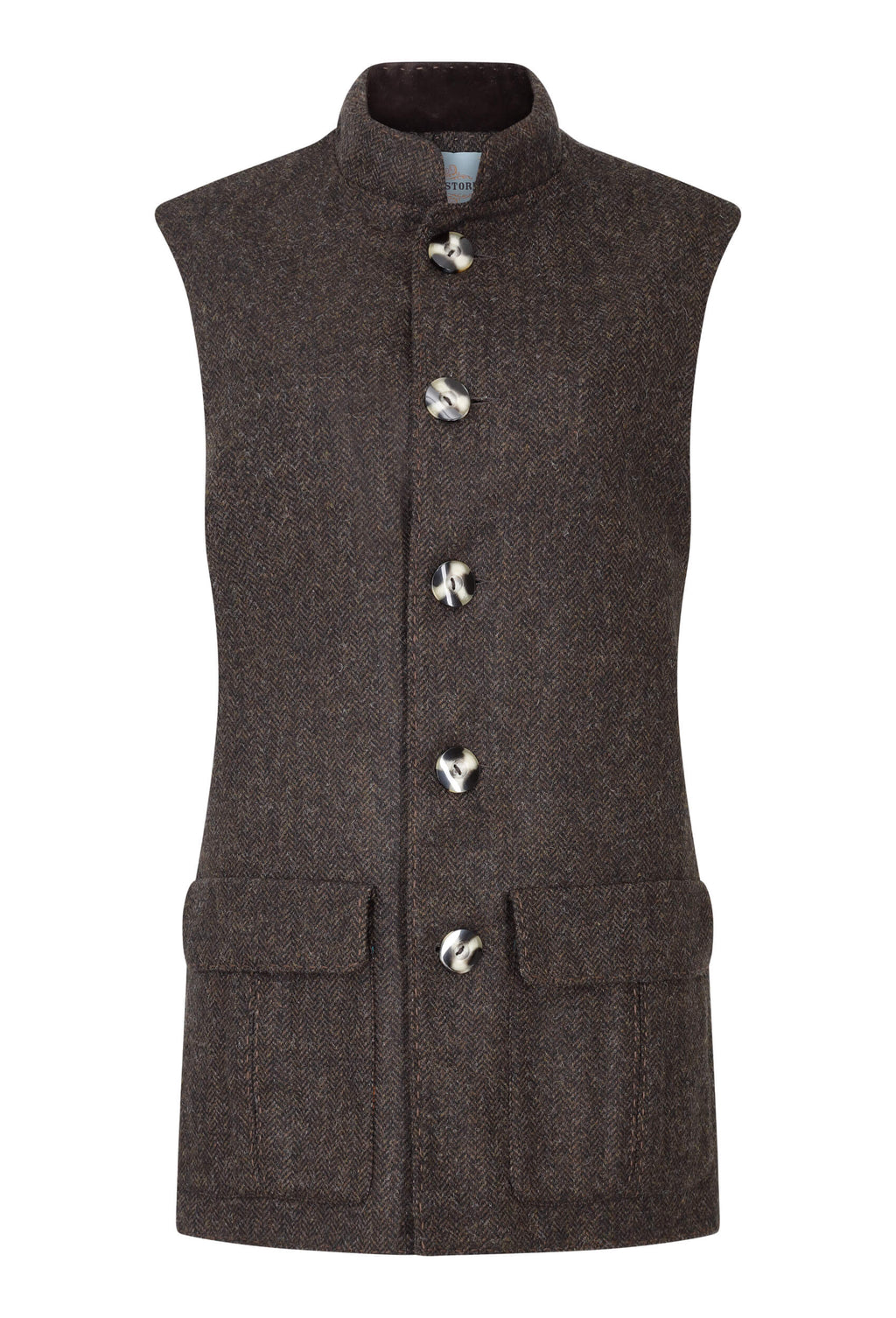 Chocolate Brown Herringbone Tweed gilet – Acre & Holt