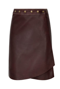 chocolate-brown-leather-wrap-skirt