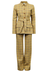 mustard-check-scottish-tweed-trouser-suit-safari-womens