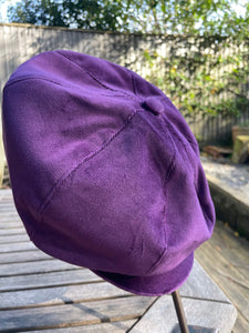 purple velvet baker boy cap