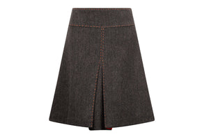 women's knee length brown tweed skirt