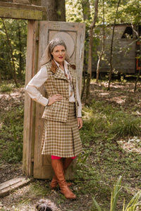 women's knee length tweed skirt dogtooth check made to order in Frome Somerset